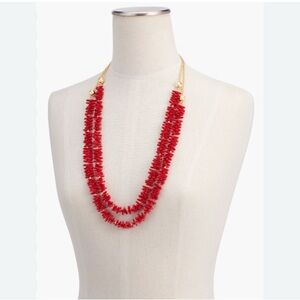 Talbots coral reef red and gold double strand necklace